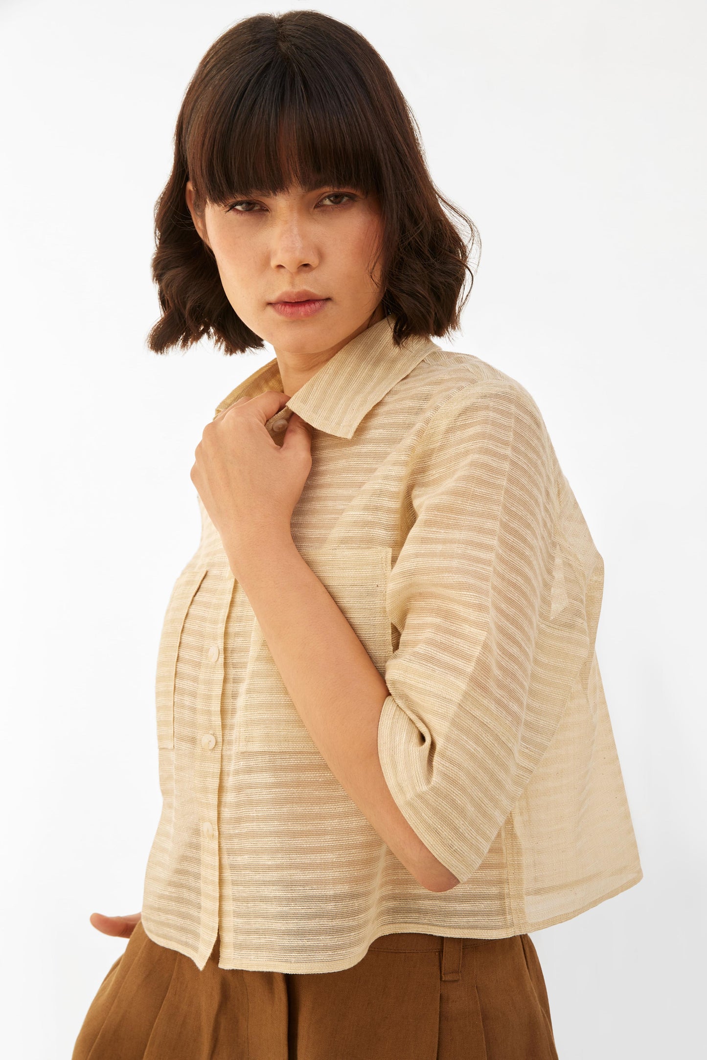 Beige Striped Shirt