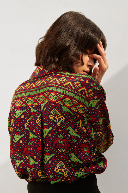 Red mix Patola Print Shirt